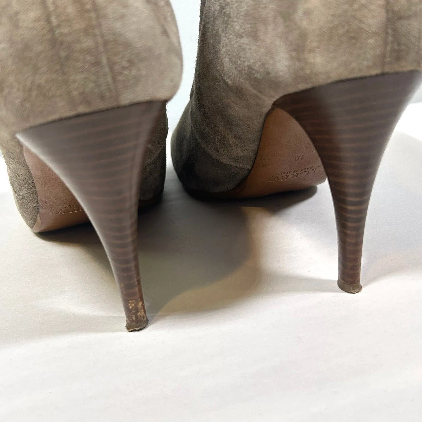 J Crew Archer Italy Suede Peep‎ Toe Ankle Bootie Heels Womens 10 - Image 6