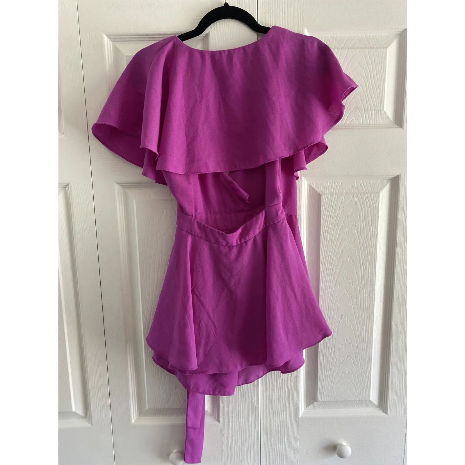 Do Be Womens Small Pink Open Back Wrap Top Corpcore Feminine Ruffle - Image 5