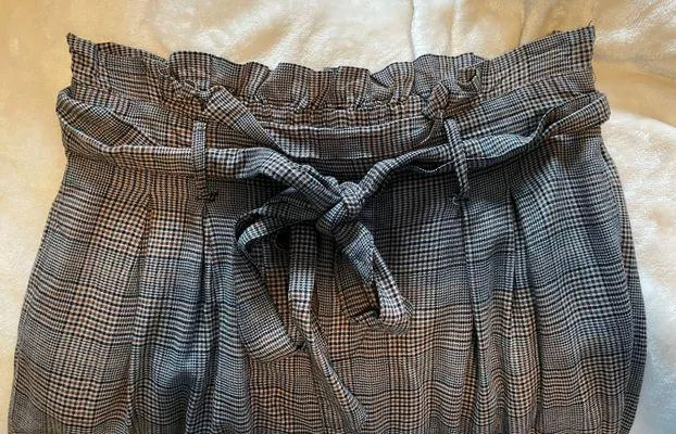 American Eagle Plaid Paper Bag Pants - Image 4