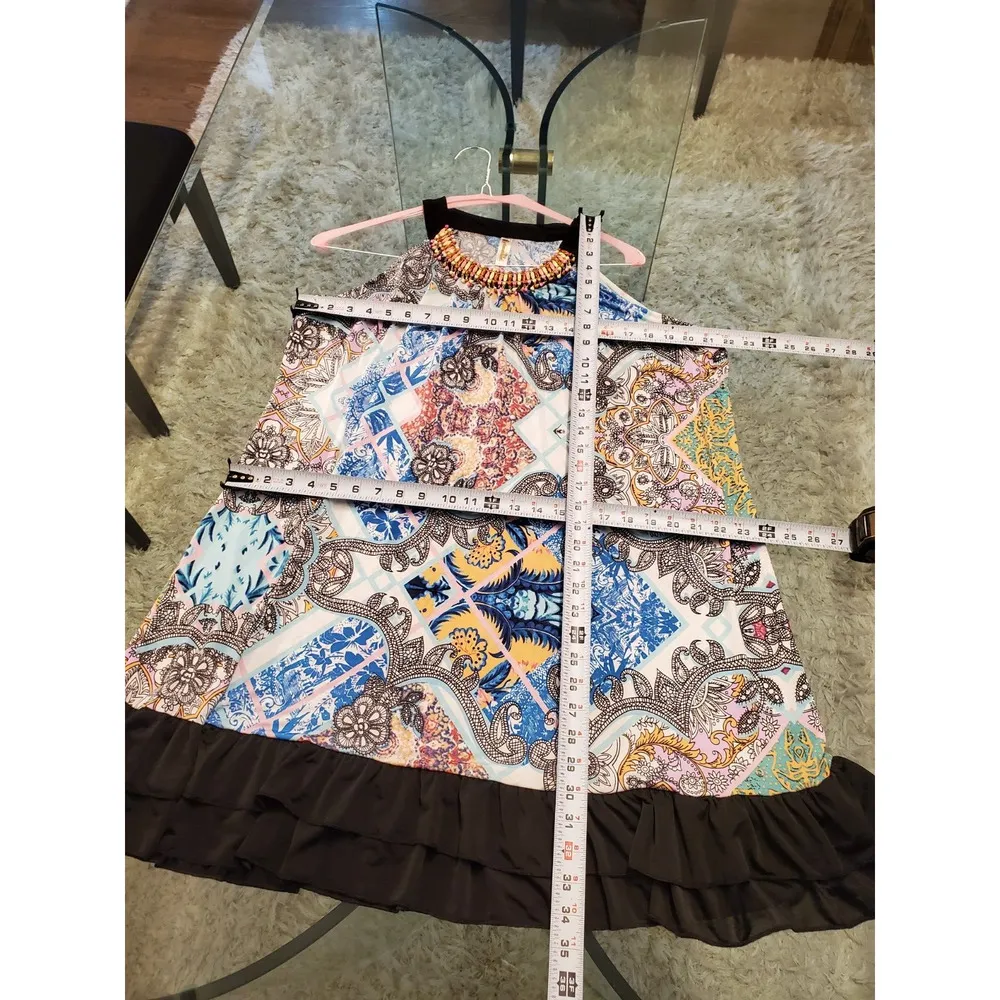 Shoreline Women Multicolor Polyester Round Neck Sleeveless Knee Length Dress 1XL - Image 11