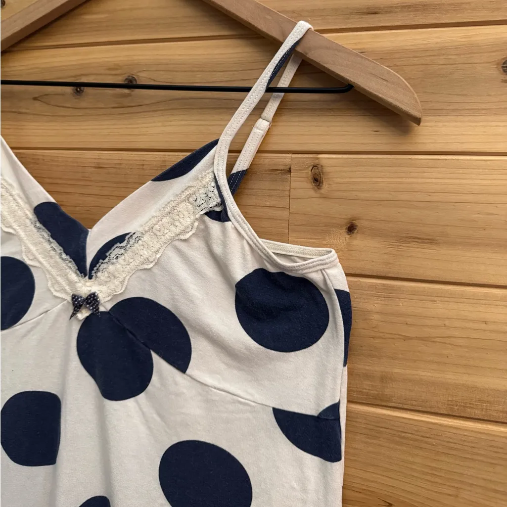 Vintage Sabary Lingerie Size Small Navy White Babydoll Lacey Strappy Tank Top Blue - Image 4