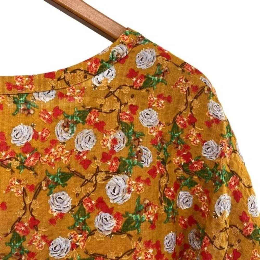 Umgee Boho Floral Roses Babydoll Top - Image 9