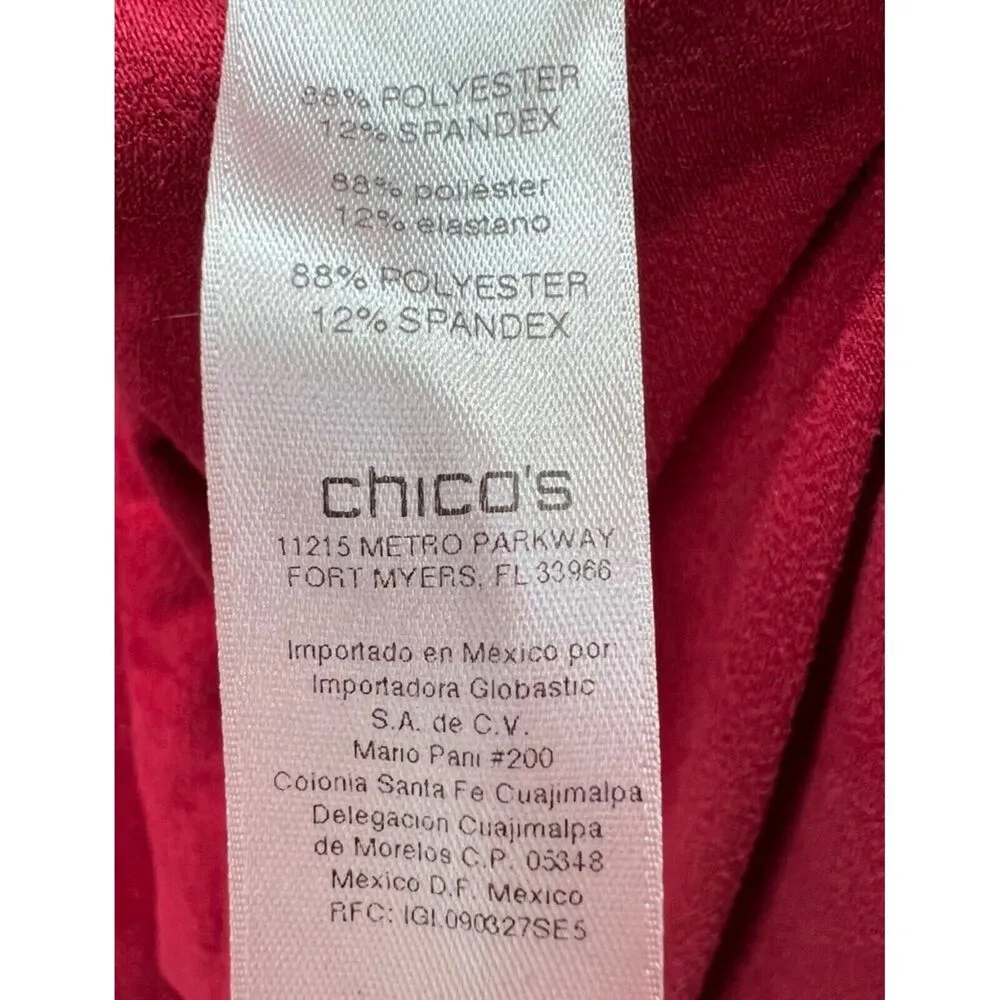 Chicos Shirt Womens M Red Smooth Faux Suede Reza Long Sleeve Minimalist Classic - Image 14