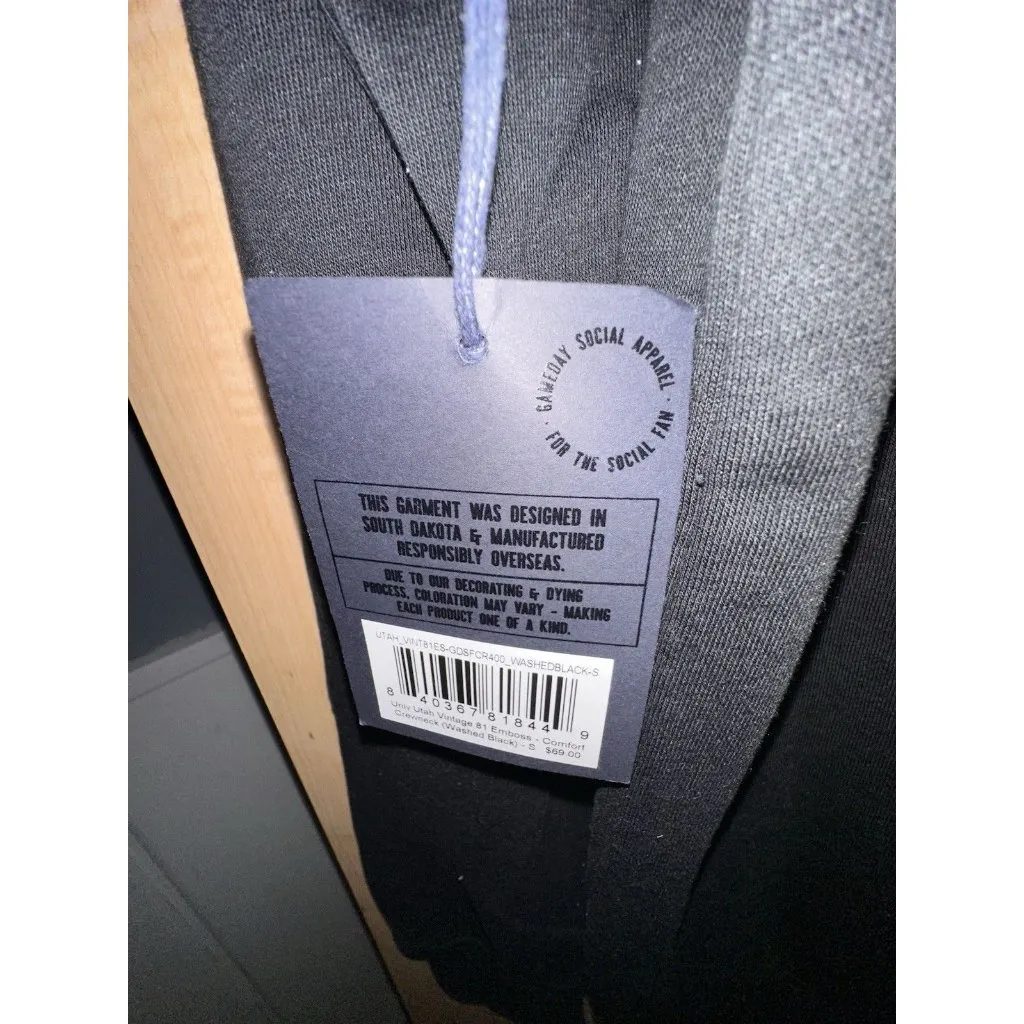 University Of Utah Utes Gameday Social Black Embossed Sweatshirt Size Small NWT - Image 6