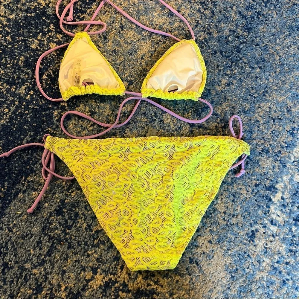 Victoria’s Secret Neon Lace String Bikini - Image 4