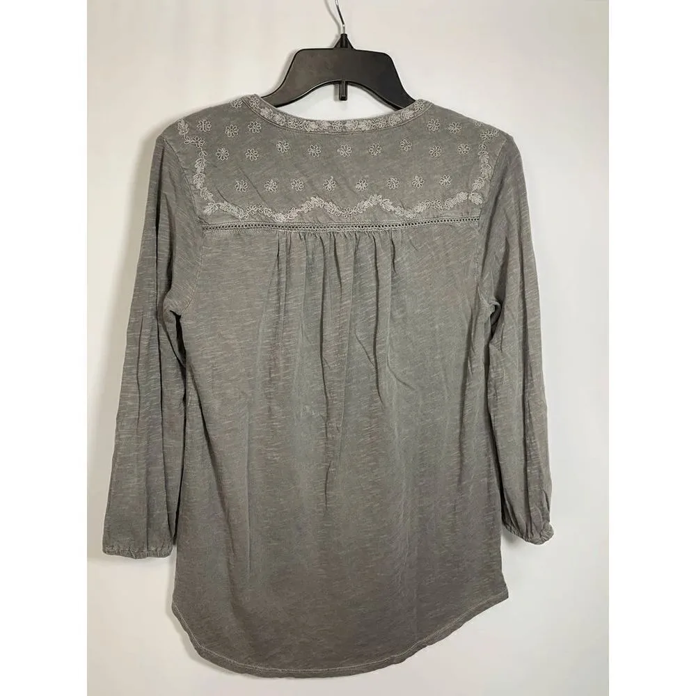 Lucky Brand Embroidered 3/4 Sleeve Top - Image 3