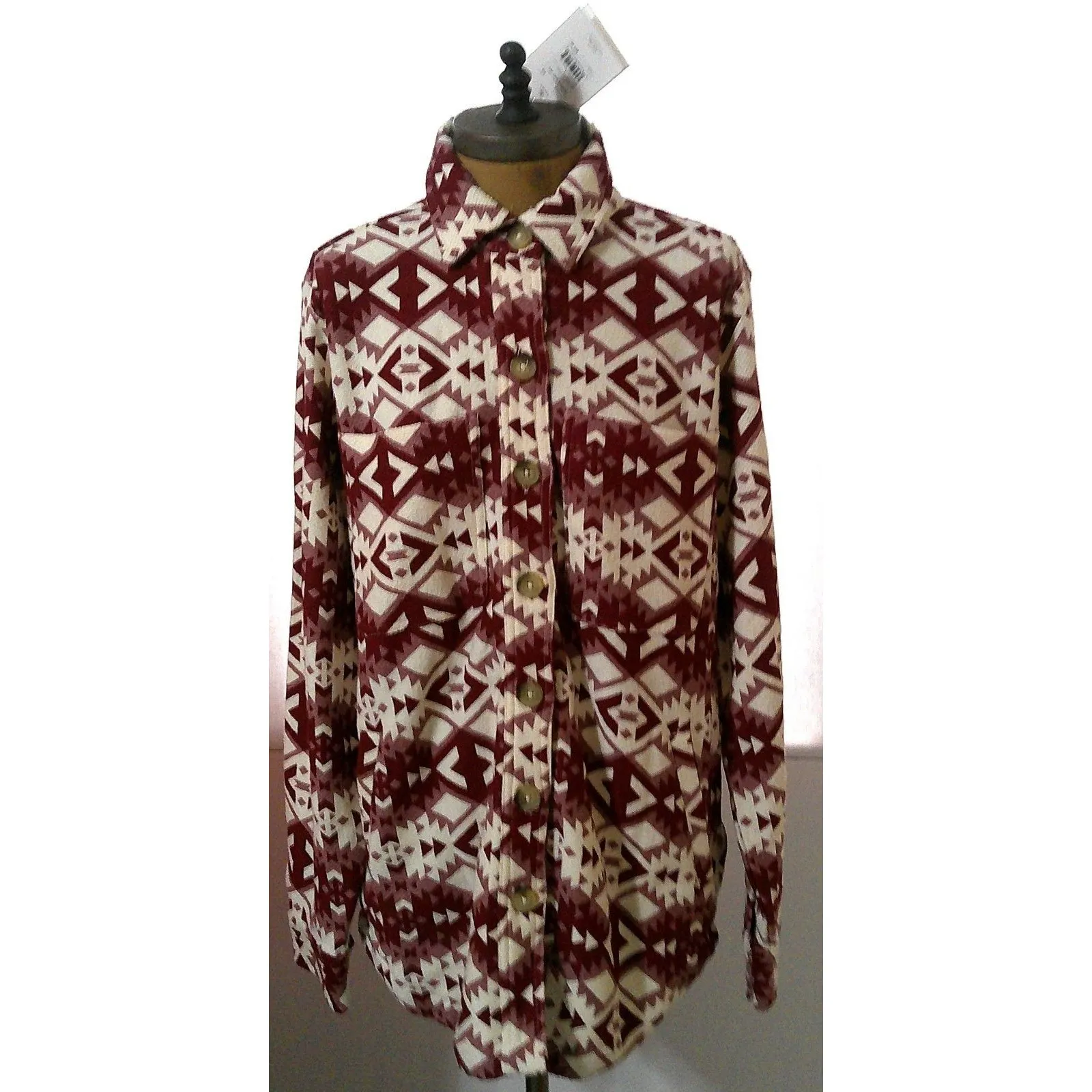 New NWT $85 Womens NWT S Ariat Fillmore Shirt Jacket Red Cream White Warm Button - Image 5