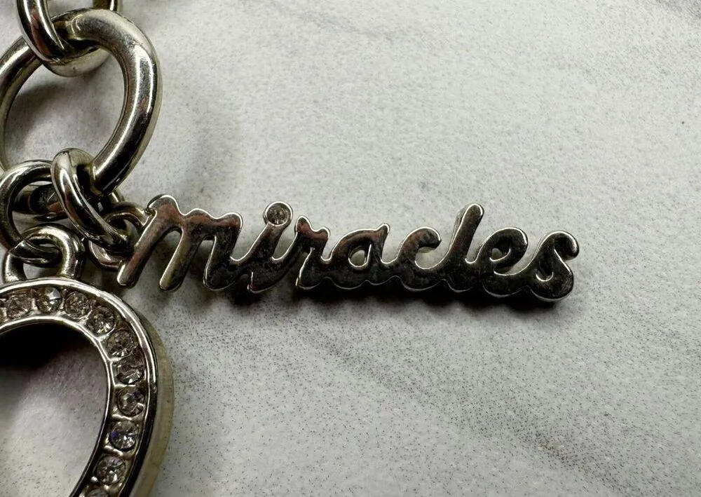 Chicos Silver Tone Chain Link Key Miracles Rhinestone Pendant Necklace ✨ - Image 3