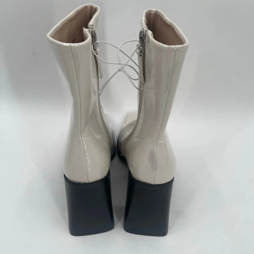 Princess Polly Boots SZ 8 Kia Kiaya Ankle Cream *FLAWS* Bootie Zipper Heel NWOT - Image 7
