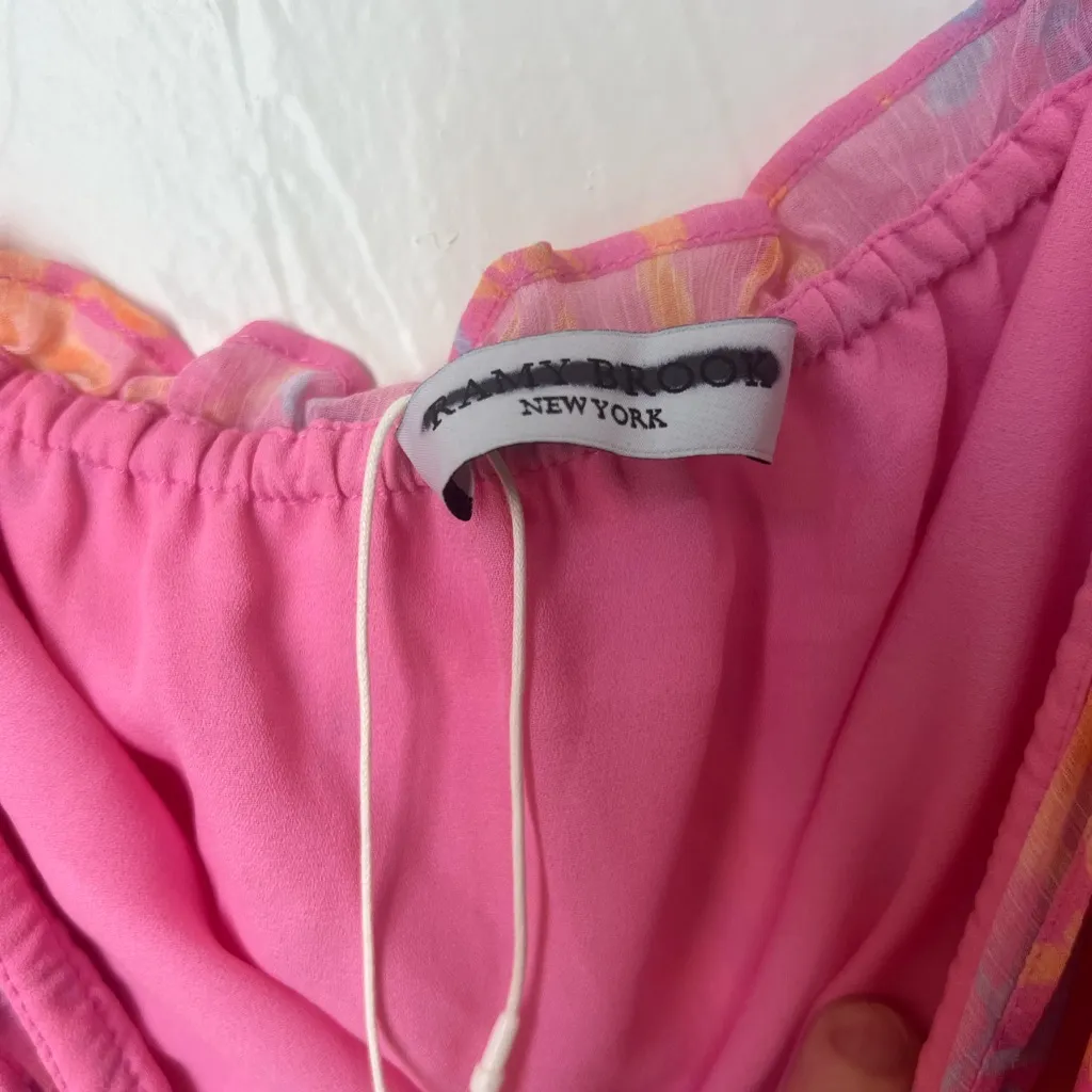 Ramy Brook Pasiley Printed Ashley dress Pink and Orange Strapless Dress size L - Image 6