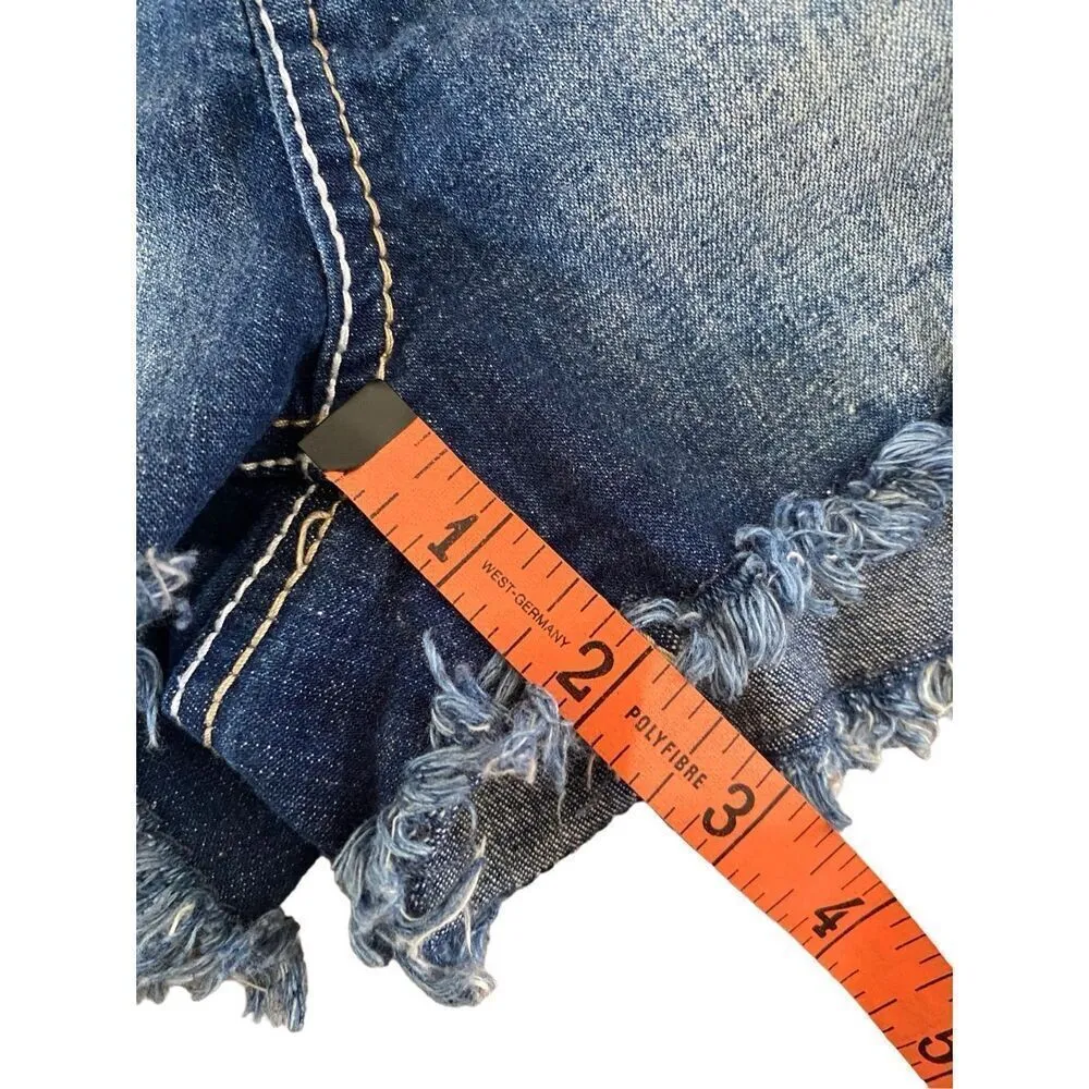 Amethyst Jeans Macrame Frayed Denim Shorts Beach Coastal Vacation Summer - Image 9