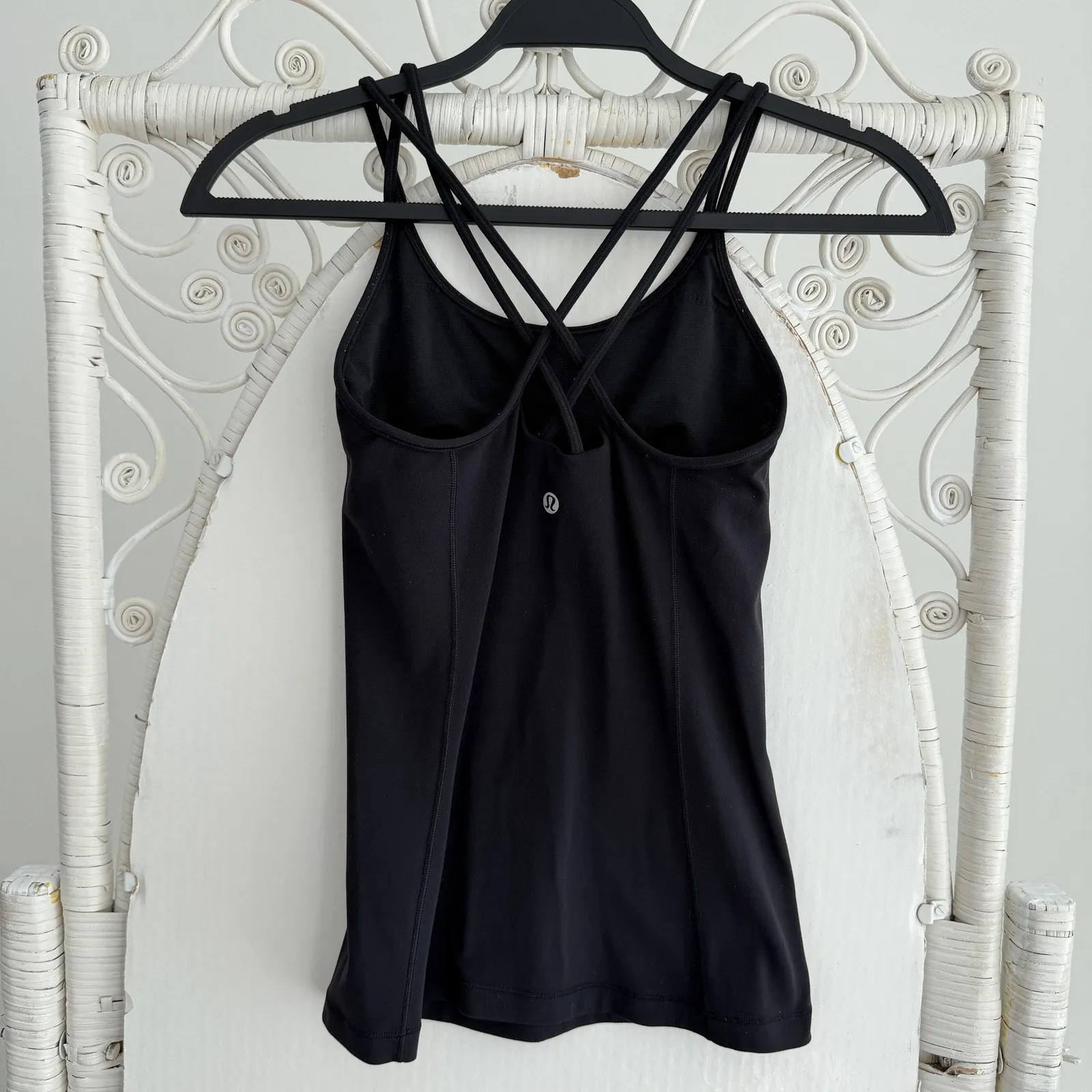 Lululemon Free To Be Tank Top Womens 2 Black Everlux Strappy Cami Shelf Bra Yoga - Image 2