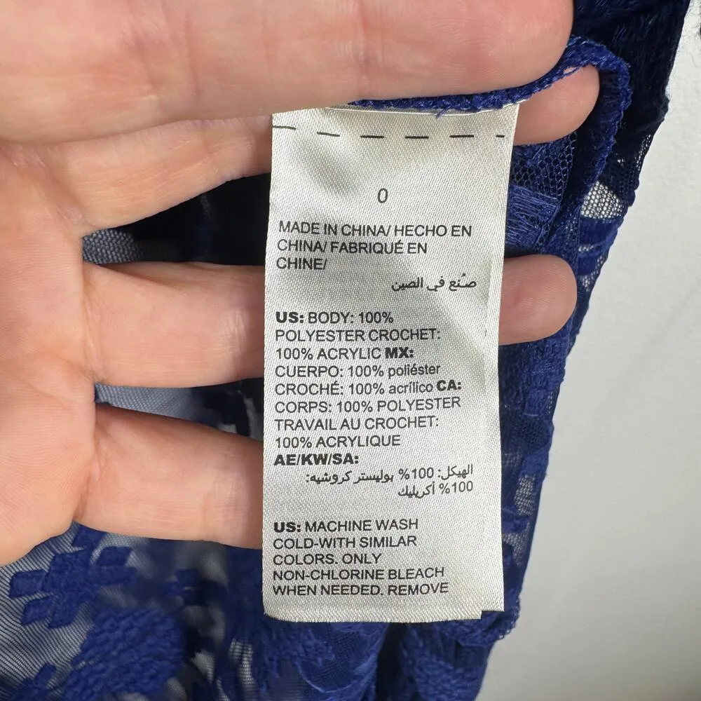 Chico's Kimono Women S Blue NWT Crochet Fringe Semi Sheer Open Front Cover Boho - Image 6