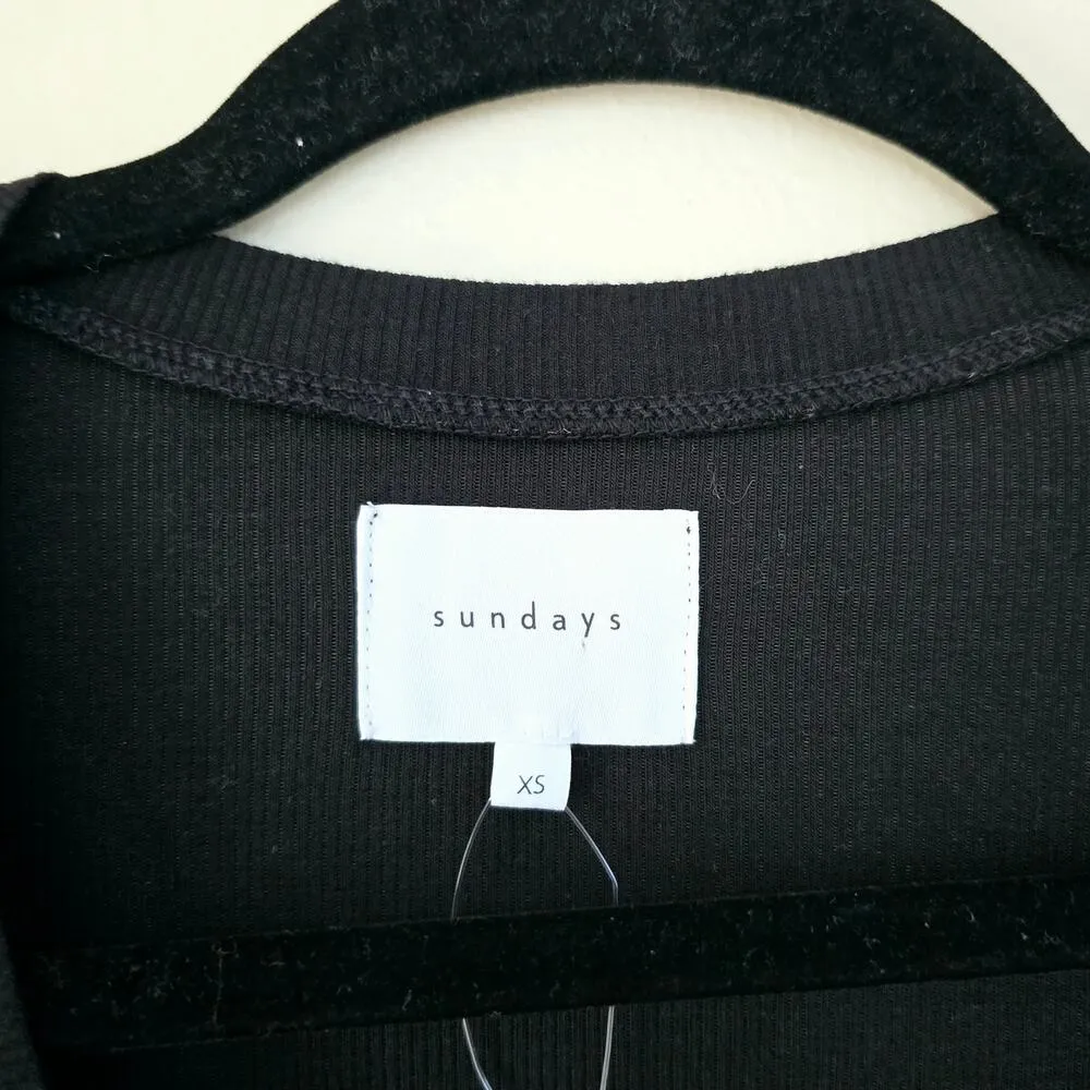 Sundays Black Ribbed Side Ruched Mini Dress Women's Size XS - Image 7