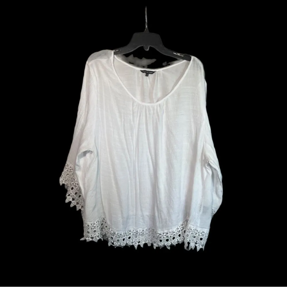 Unique spectrum lace trim boho blouse - Image 2