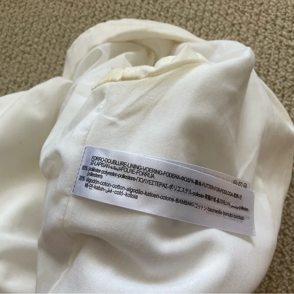 Zara Cropped White Blazer Short Sleeve Jacket Size Small Cotton Blend FLAWS - Image 10