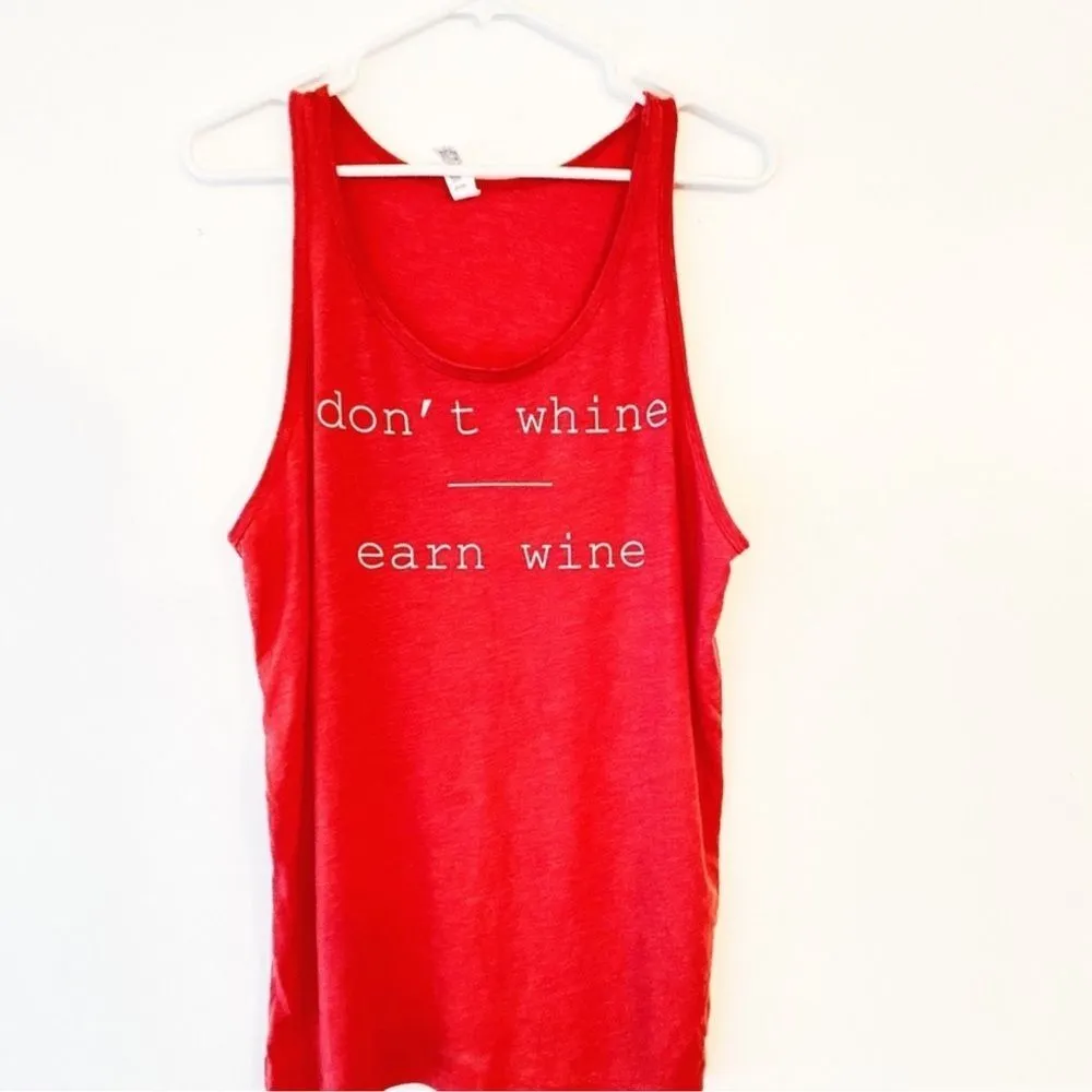 "Don't Whine Earn Wine" Workout Tank Top - Red, Women's Medium, NWOT Handcrafted - Image 2