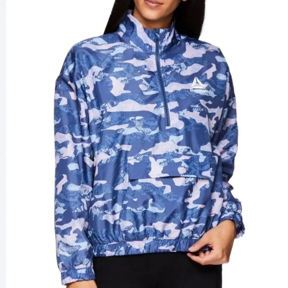 Reebok Camo 1/4 Zip Pullover Athletic Jacket Windbreaker Purple Size‎ Medium - Image 2