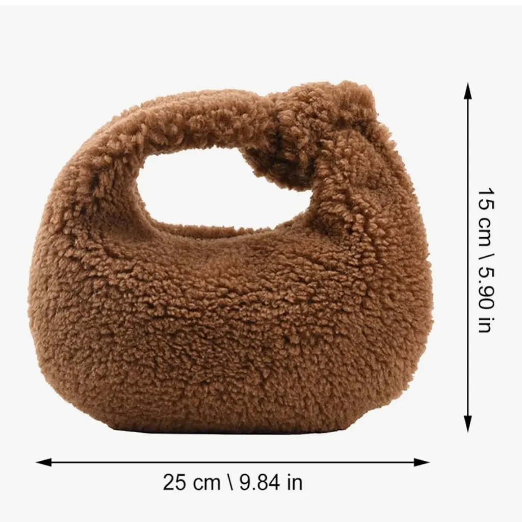 Cozy Brown Shearling Handbag - Image 6