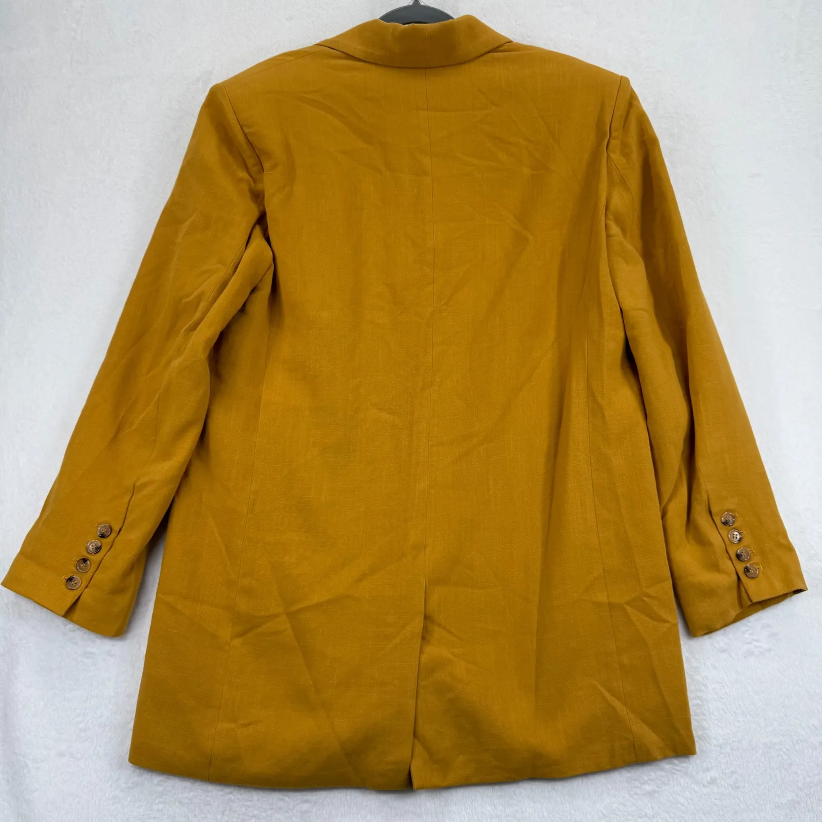 Walter Baker Women's Mustard Yellow Linen Blend Button Down Blazer Jacket M READ - Image 10