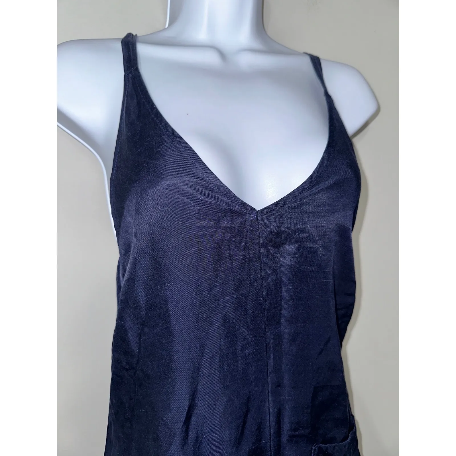 Sancia Womens Jumpsuit Size S Navy Blue‎ V Neck Sleeveless Pocketed Casual Blue - Image 4