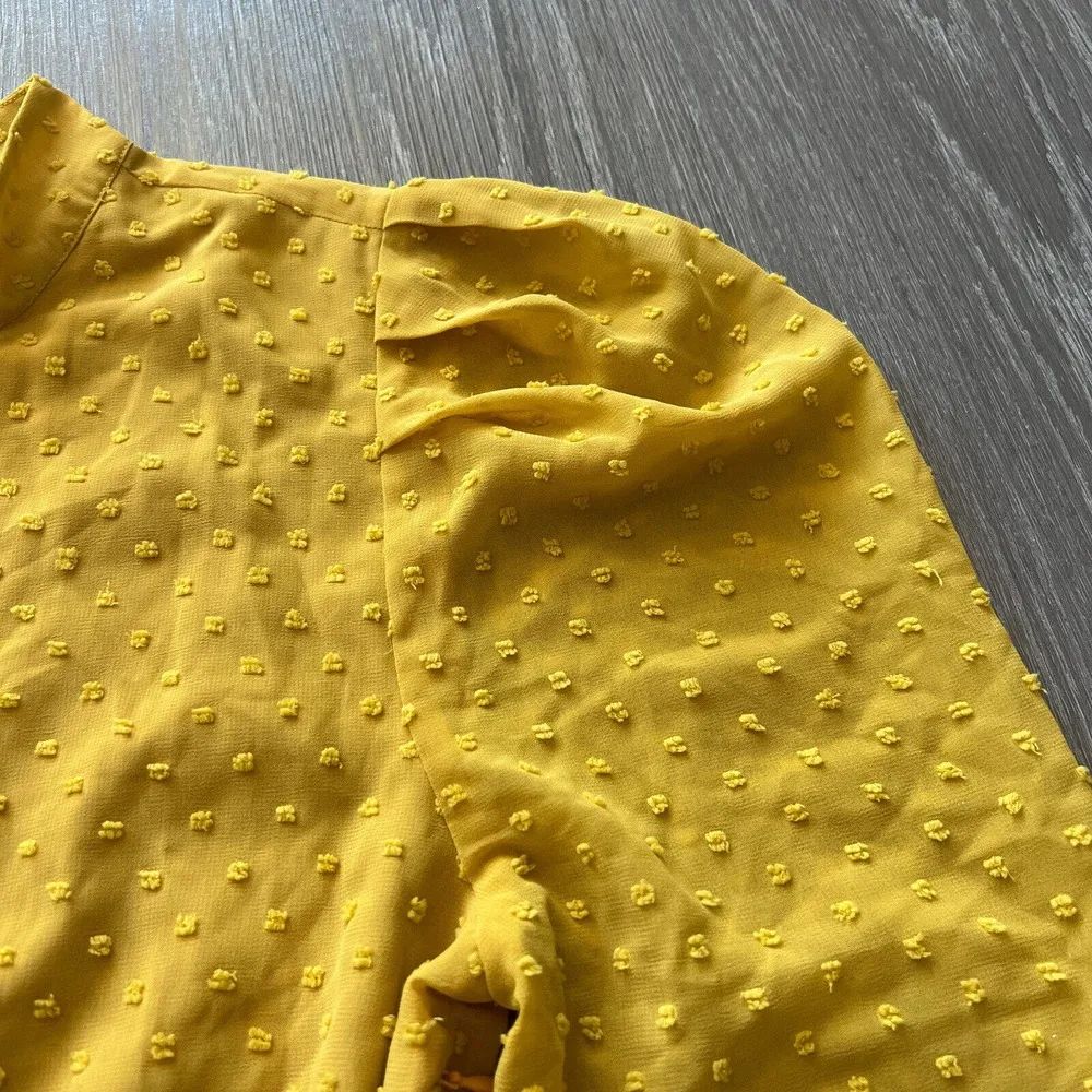 Dress Small Ruffle Mini Swiss Dot Mustard Yellow - Image 11
