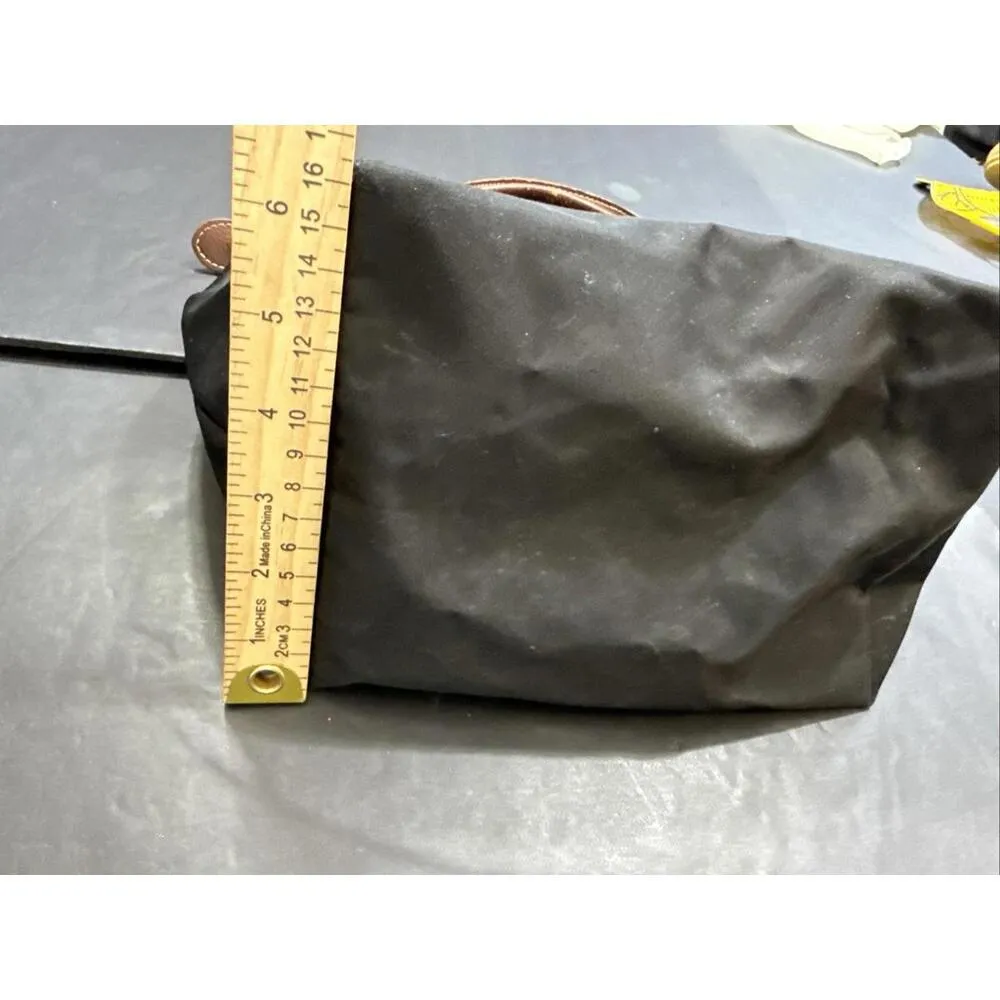 Longchamp Les Pliags Small Black Top Handle Nylon Packable Tote Bag Purse READ - Image 10