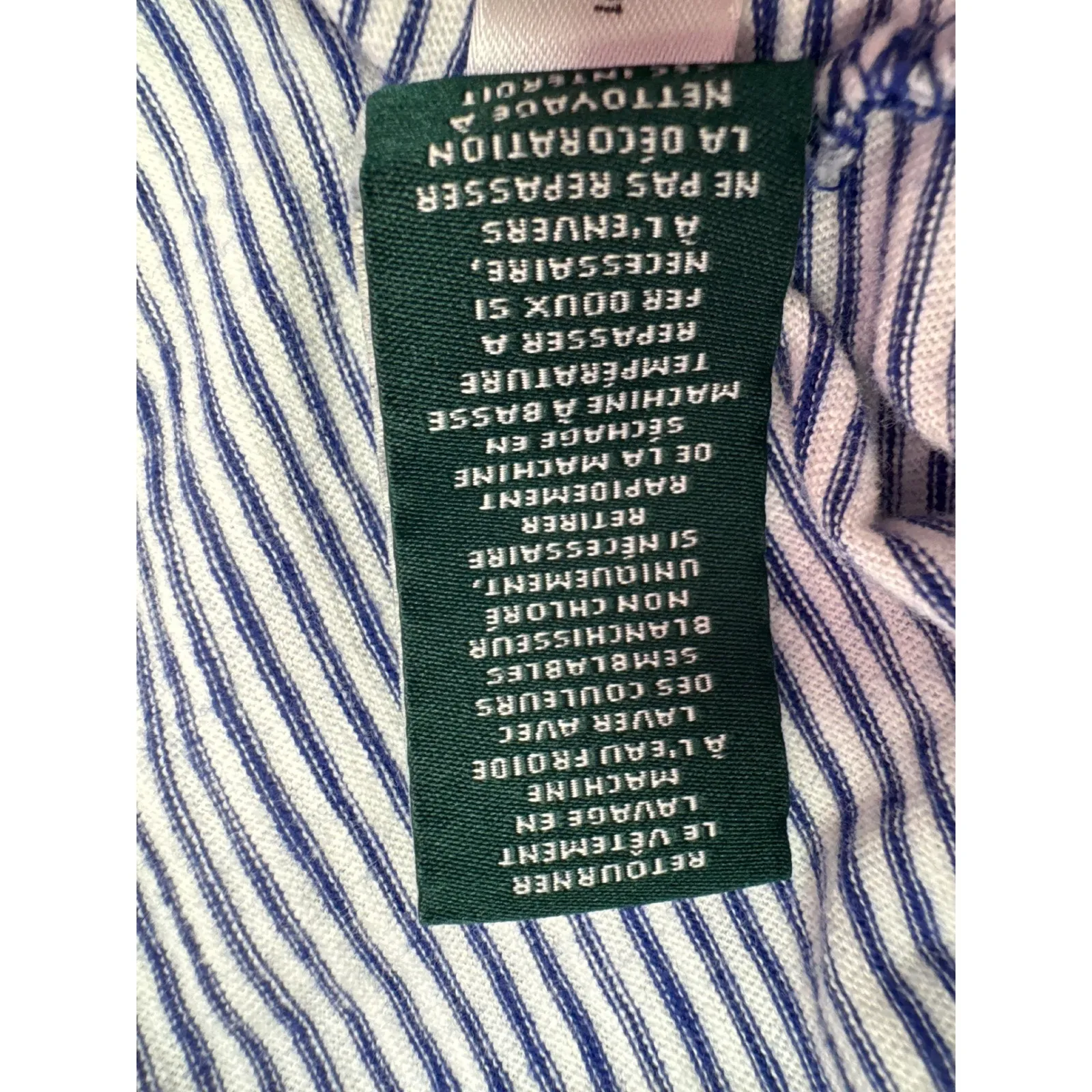 Lauren Ralph Lauren Women's Striped T Shirt Top XL Navy Blue White Casual - Image 6