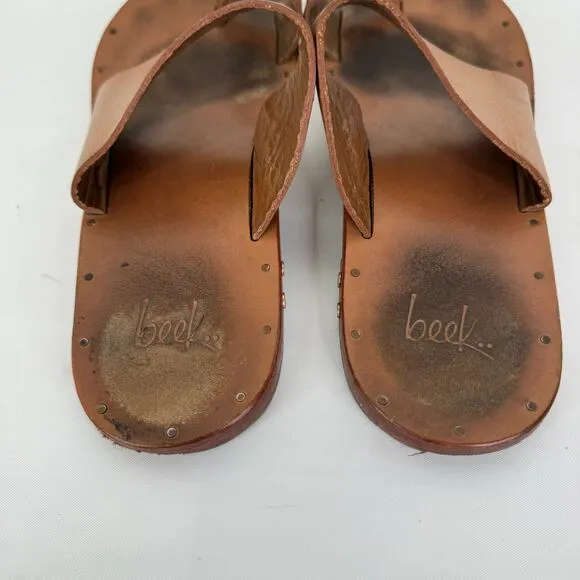 Beek Finch Handmade Leather Sandals‎ with Toe Ring Size 6 Brown - Image 8