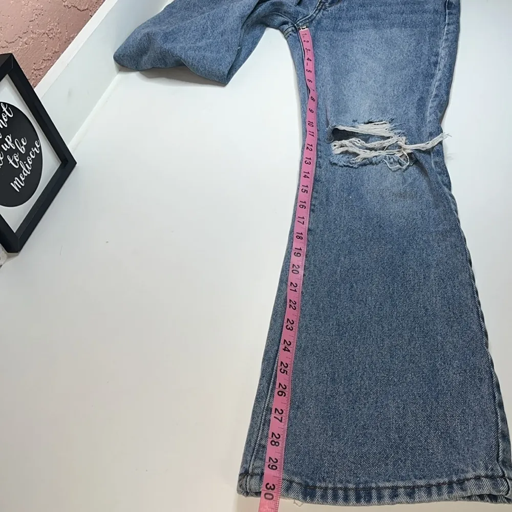SHEIN flare jeans some distress medium wash xs small jeans juniors jeans denim - Image 5