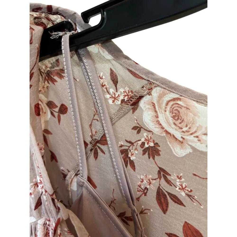 American Eagle Women’s XS Feminine Boho Peplum Top Floral Long Peasant Sleeve - Image 10