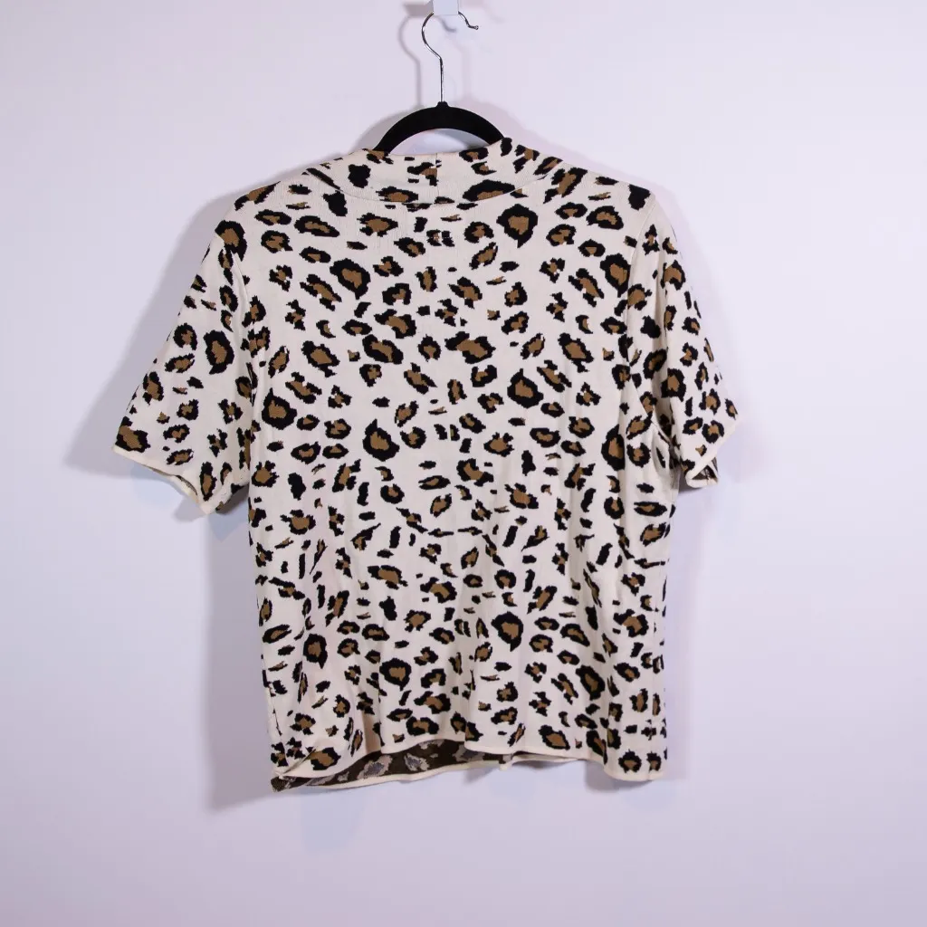 Field Flower Anthropologie Cheetah Leopard Animal Print Pattern Mock Sweater XL - Image 4