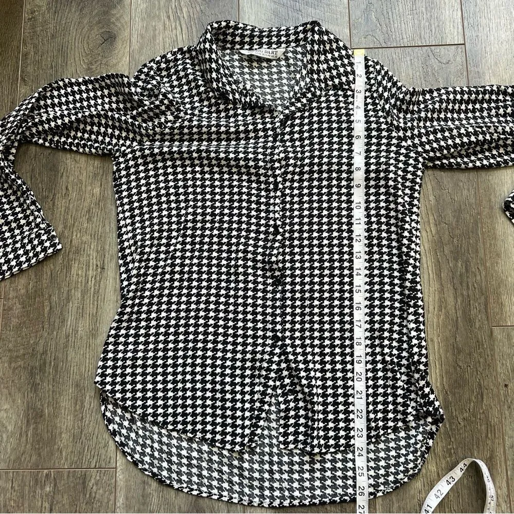 Big Dart Button Down Black and White Houndstooth Shirt Women’s Size Medium UK 12 - Image 7