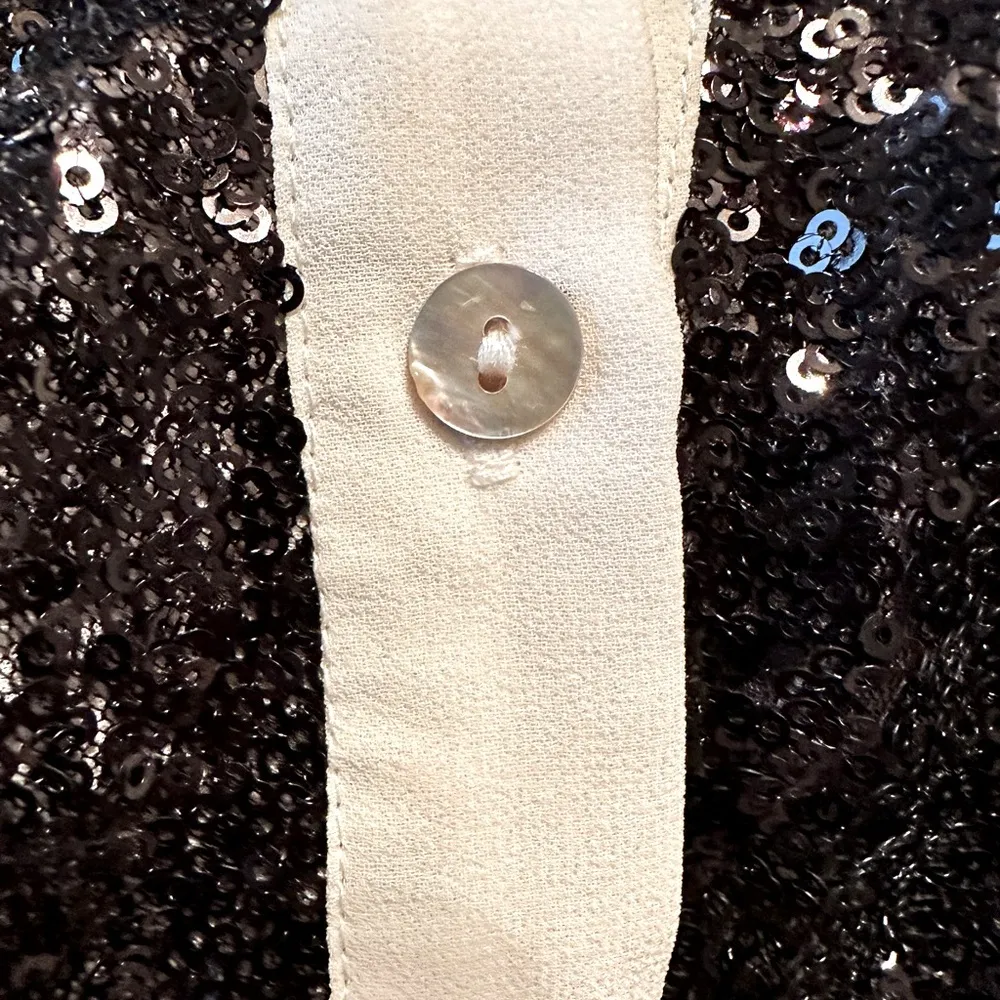 Black Sequin Button Front Tank Top by Charlotte Russe Size M - Image 16