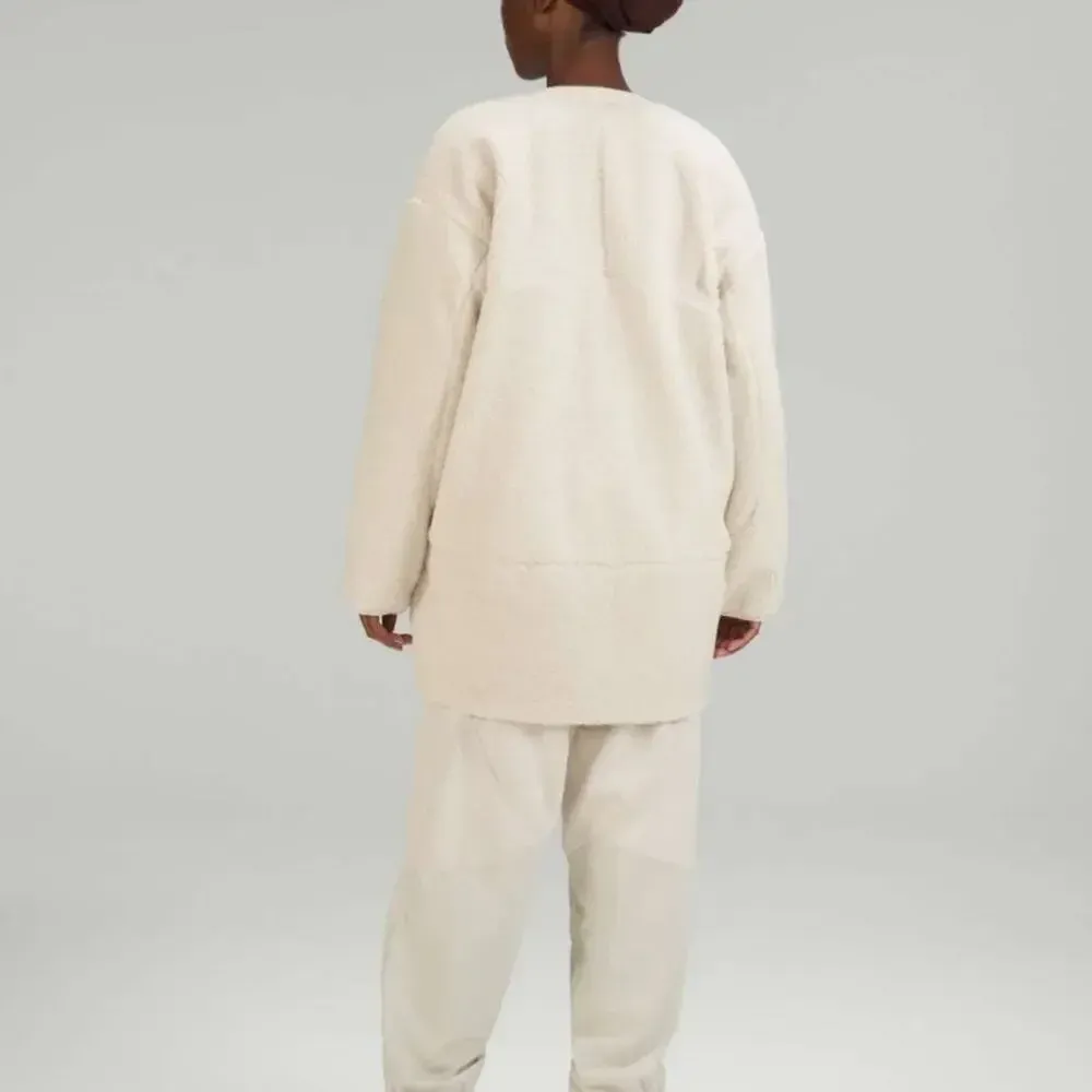 LULULEMON Collarless Textured‎ Full Zip Jacket in White Opal size 8 - Image 3