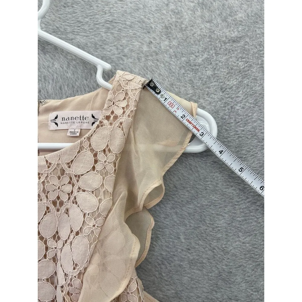 Nanette Lepore Women's Dress Pleated Size 2 Light Peach Lace Overlay Trim - Image 11