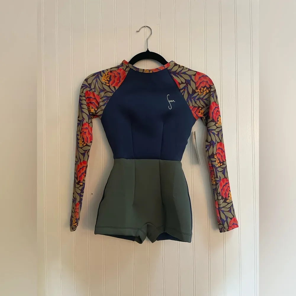 SEEA Dara Surf Suit in Genoa Colorblock Floral UPF 30+ Size XS NWT Blue - Image 7