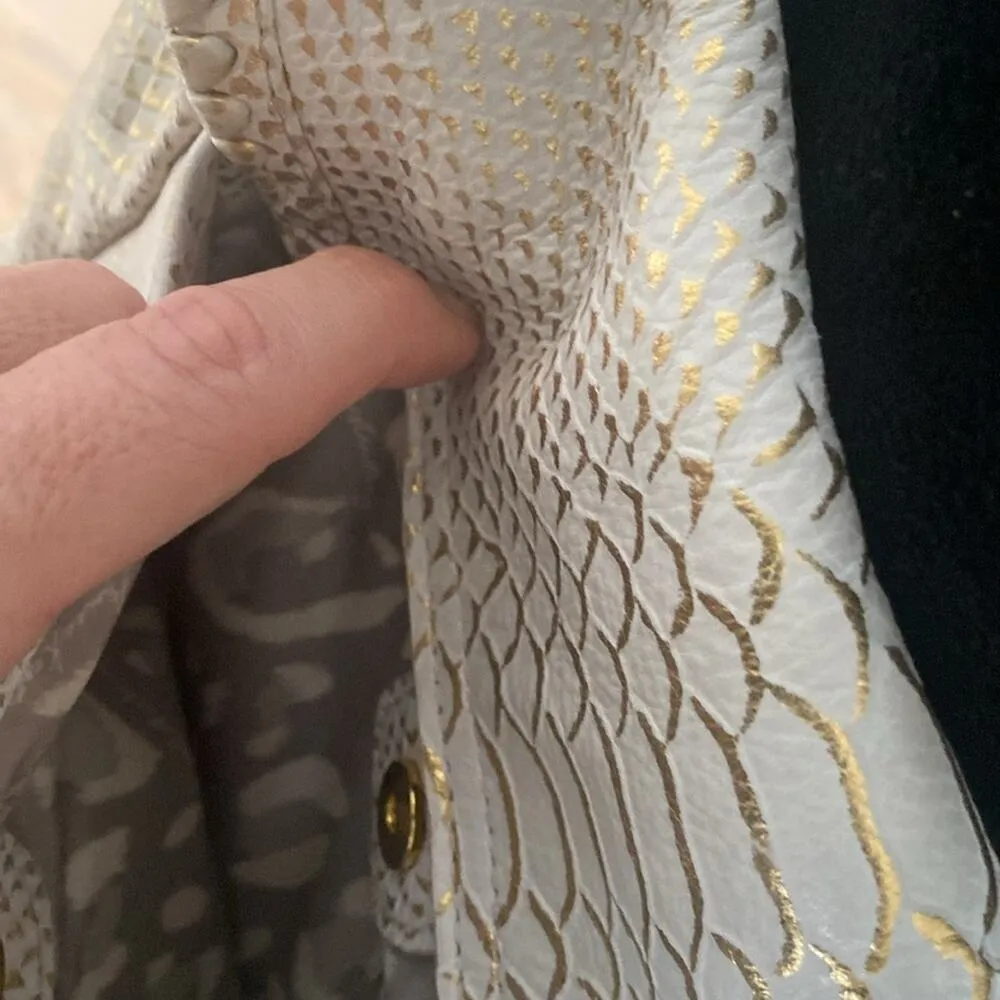 All For Love Leather Cream and Gold Python Crossbody - Image 6