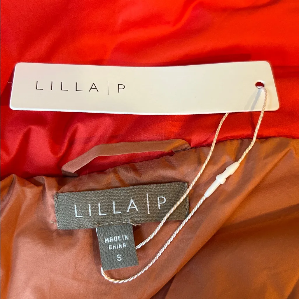 Lilla P Red Long Puffer Jacket Coat Size Small NWT - Image 9