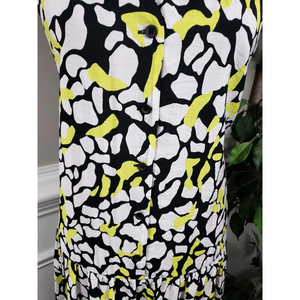 Nine West Dress Women Size XXL Multicolor Rayon Front Ruffle Hem V-Neck - Image 4