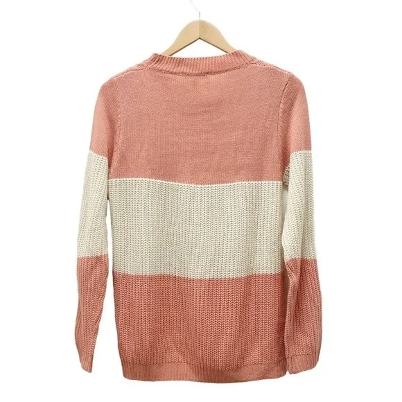 Promesa Sweater Peaches & Cream Lattice Shaker Knit Pullover Size S/M Cottage - Image 3