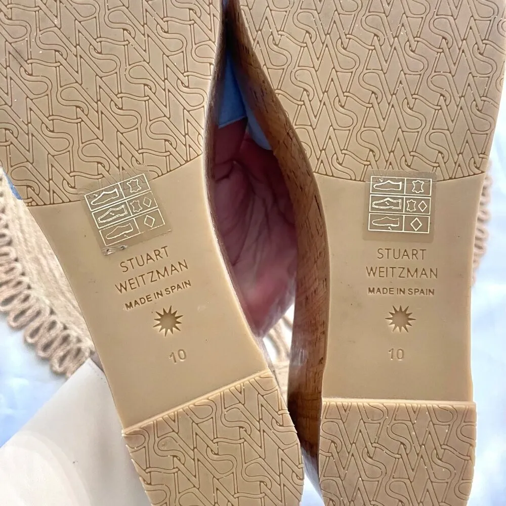 NWOT Stuart Weitzman Blue Suede Summer Wedge Platform Sandals 10B - Image 9