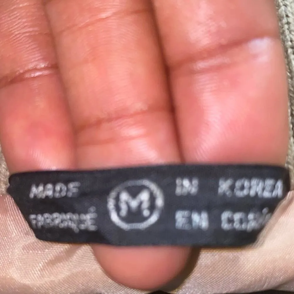 Vintage Puffer Quilted Snap Button Zippered Jacket with elastic knit sleeves M Tan Size M - Image 9