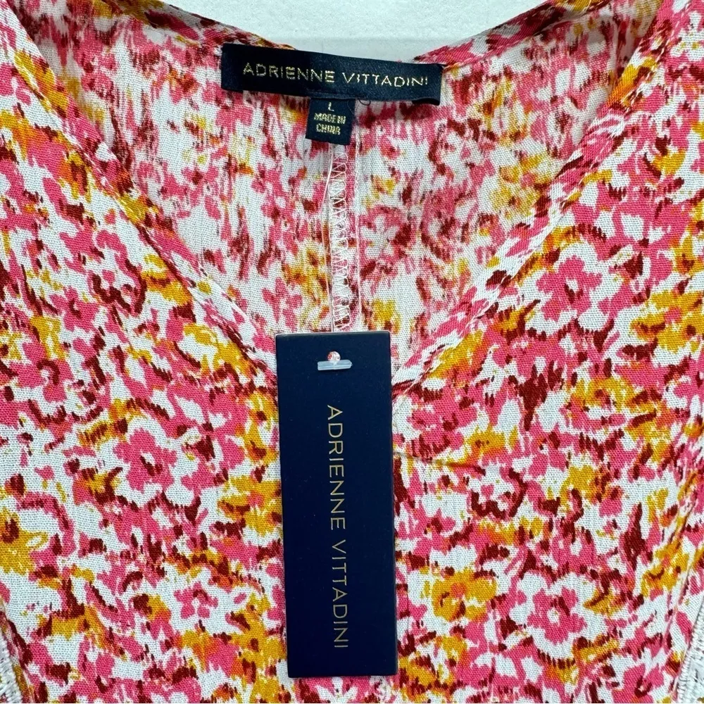 Adrienne Vittadini Dainty Floral Blousy Sleeveless Peplum Top with Lace Boho - Image 12