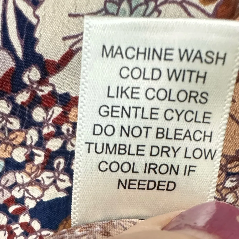 Altr'd State dark floral dress, wrap front, long full sleeves, zipper back, mini - Image 6