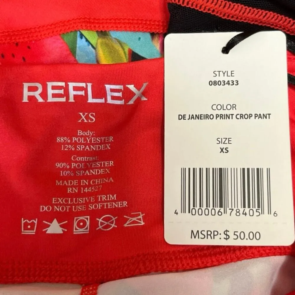 Reflex De Janeiro NWT Multicolor Tropical Mesh Stretch Pull On Crop Legging XS - Image 4