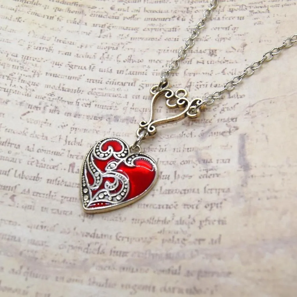 Medieval Vampire Girl Charm Necklace Silver - Image 5