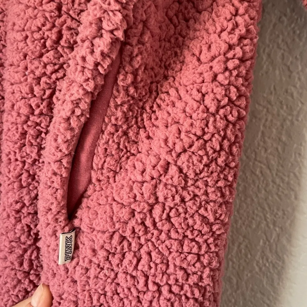 Pink Victoria’s Secret Sherpa 1/4 Zip Pink Pullover Sweater XS - Image 3