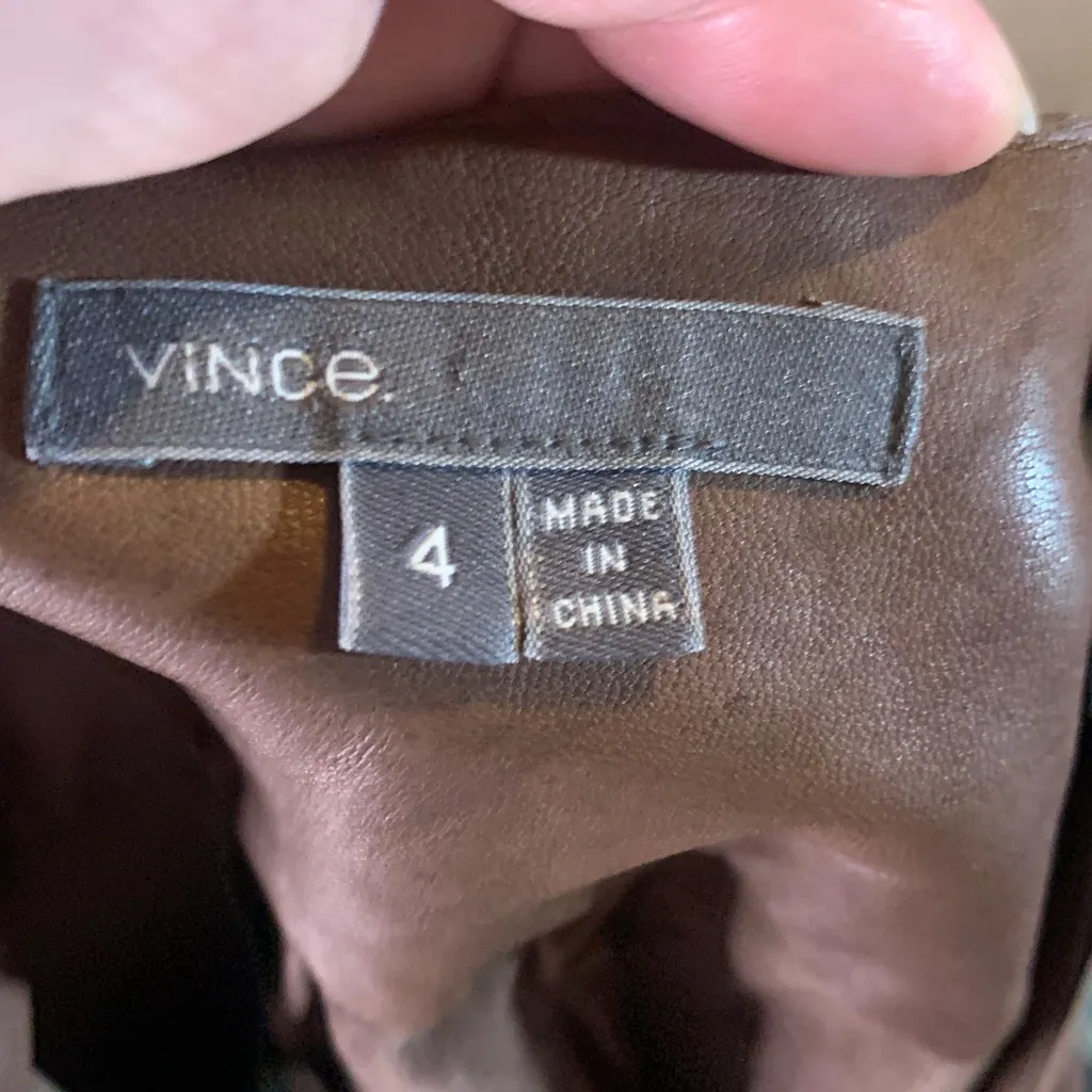 Vince Dark Brown Leather Dress Size 4 - Image 6