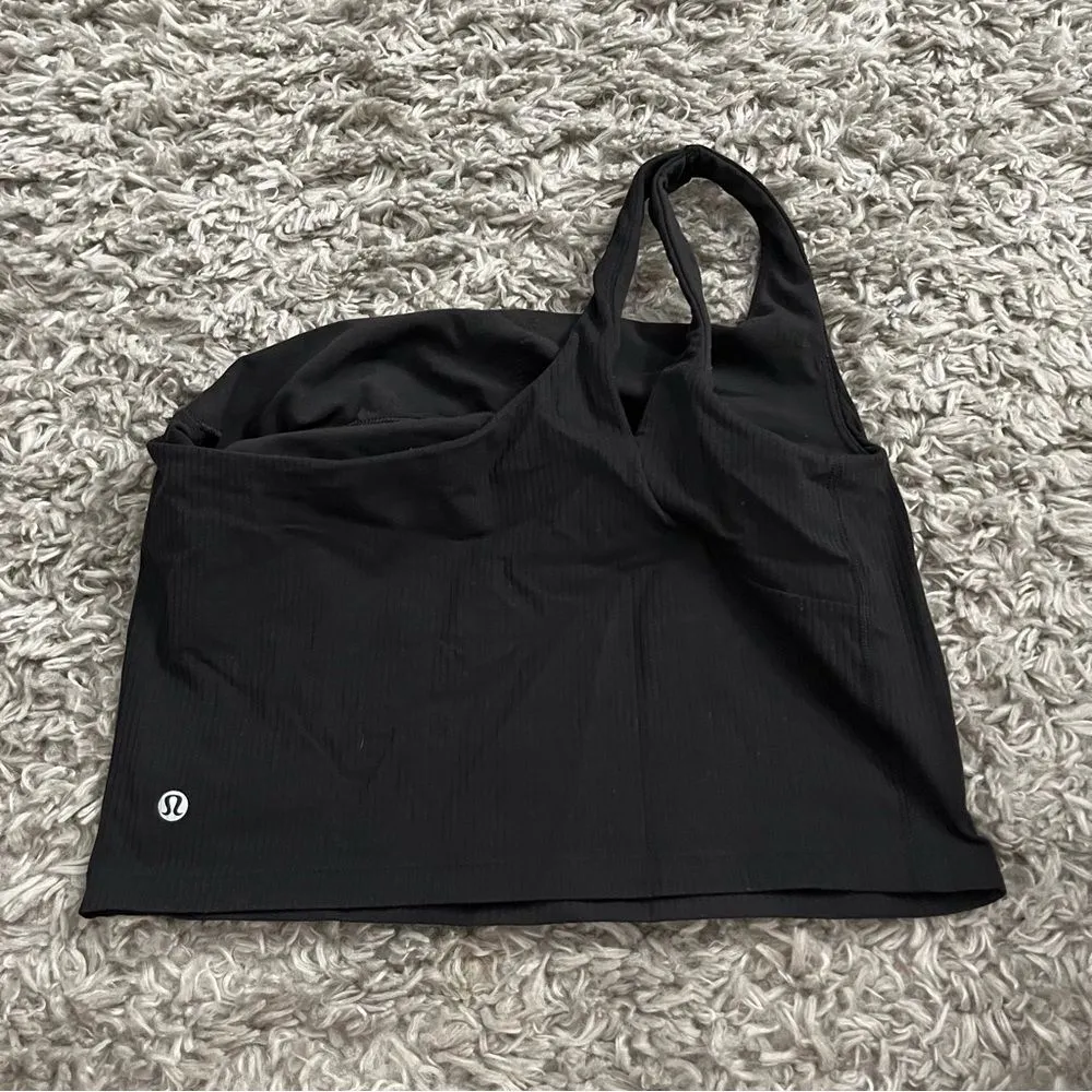 Lululemon black Asymmetric ribbed tank size 10 - Image 2